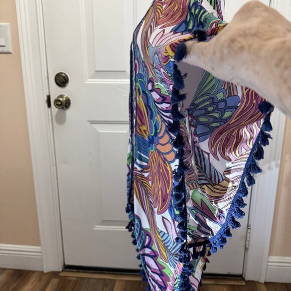 Trina Turk designer Paradise Plume Kimono Swim Cover-Up One Size beach cruise - Picture 6 of 8